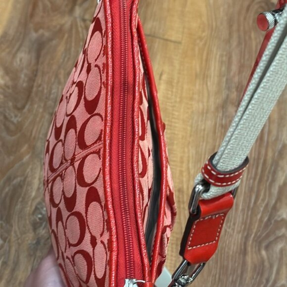 Coach Cherry Red Signature Swing Pleated F42835 Crossbody/Shoulder/Waist Bag NWT - Picture 11 of 16